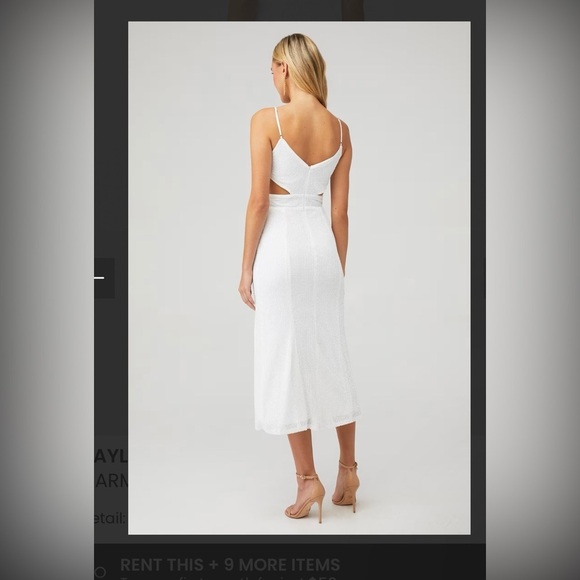 NWT Saylor $308 Harmonie White Sequin Cutout Cross High Slit Dress - Medium - Picture 2 of 7